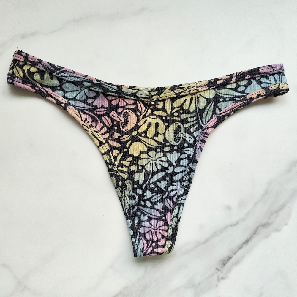 NWT PINK VICTORIA'S SECRET RIB COTTON HIGH-LEG THONG PANTY IN PURE BLACK GROOVY